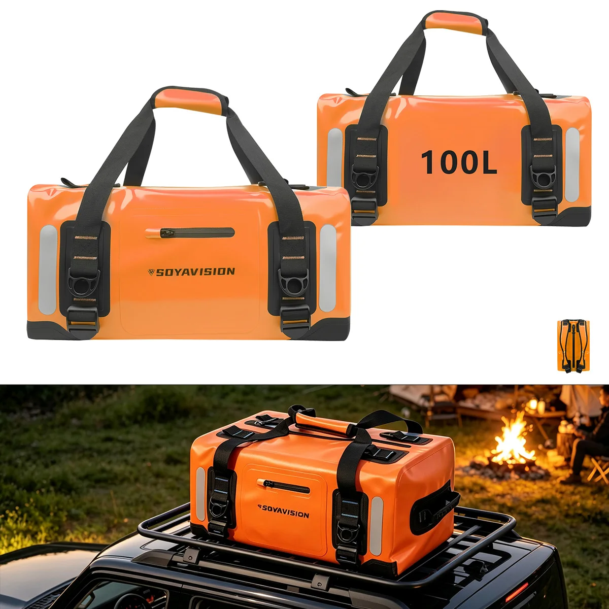 Motorcycle Tail Dry Bag 50L 100L Orange Waterproof Duffle Bag for Travel Adventure Dirt Bike Gear Back Seat Luggage Backpack