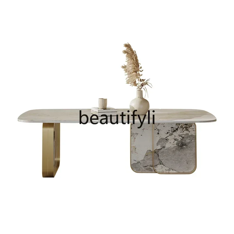 

LJYRock slab coffee table living room household small apartment Italian light luxury small square table 2024 new tea table