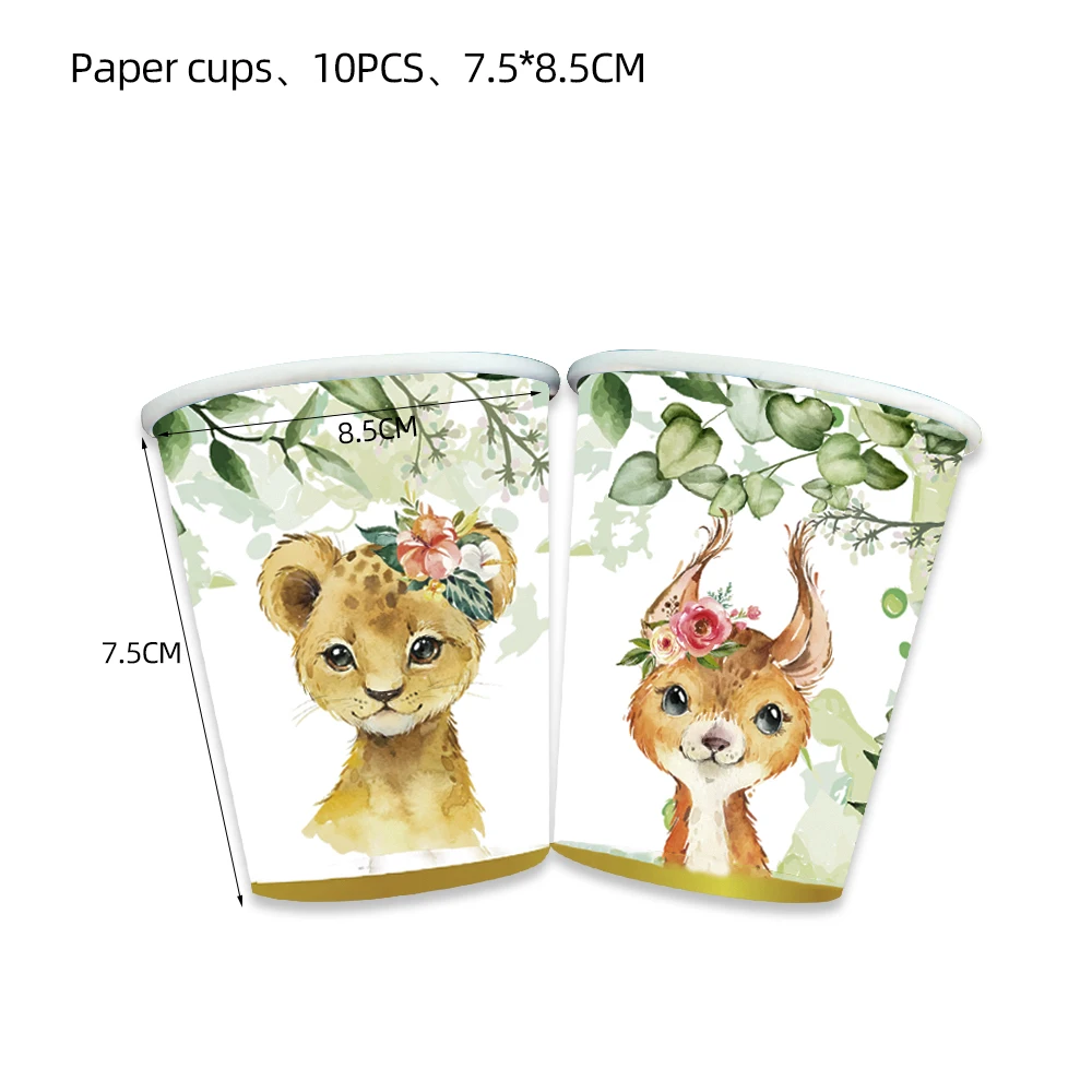 Wild One Animal Disposable Tableware Jungle Safari Birthday Party Decorations Baby Shower 1st Birthday Party Supplies Wild One