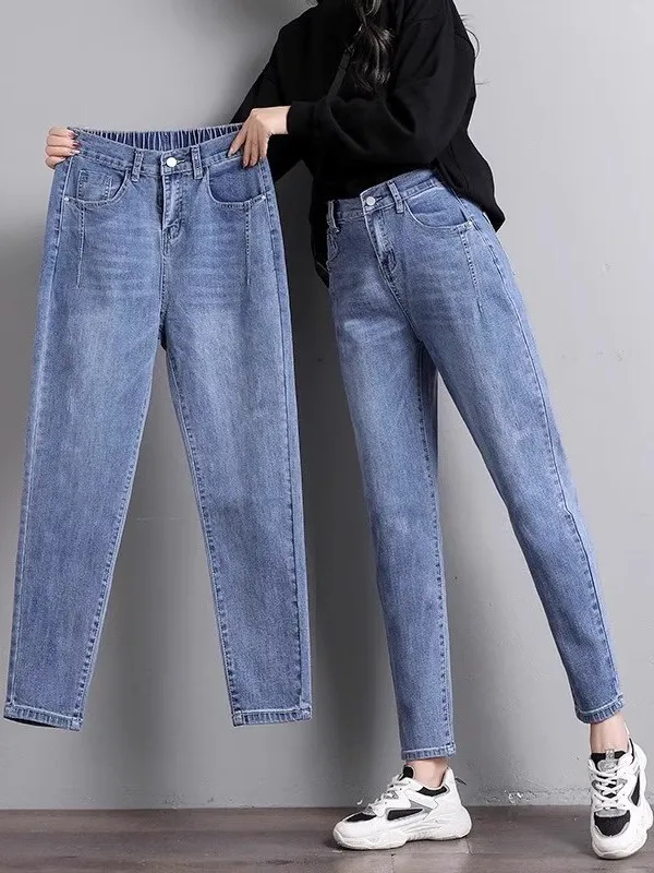 High Waist Loose Fit Mom Jeans Women's Spring Autumn Style Dad Jeans Bell Bottoms plus Size Slimming Denim Pants