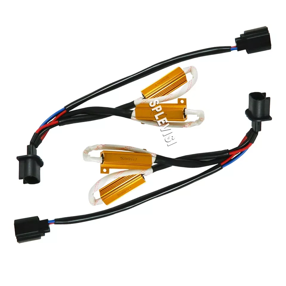 2PCS H13 9008 50W 6ohm  LED Bulbs Lights No Error Load Resistor Flash Issue Wiring Decoders