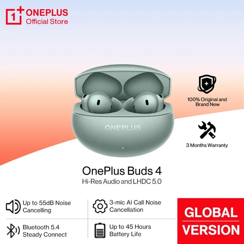 OnePlus Buds 4 auriculares inalámbricos versión Global 55dB cancelación de ruido auriculares portátiles LHDC 5,0 Bluetooth 5,4