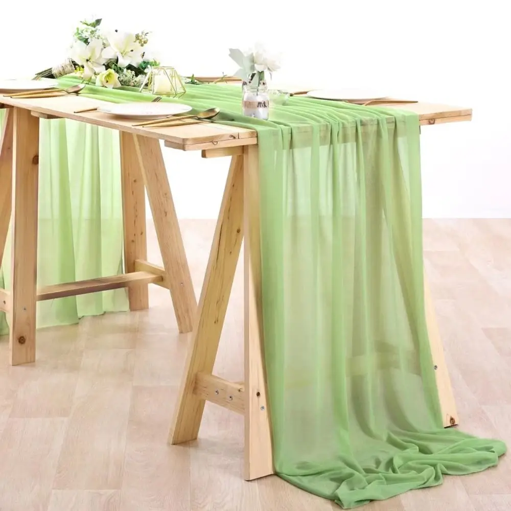 

Reusable Sheer Chiffon Table Runner Solid Color Chiffon Chiffon Table Runner Washable Sheer Fabric Gauze Table Runner