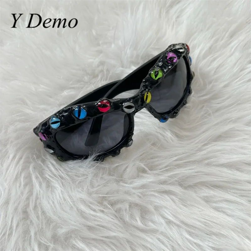 Y Demo Handmade Creepy Eyes Punk occhiali da sole decorativi in plastica Harajuku Cosplay Eyewear