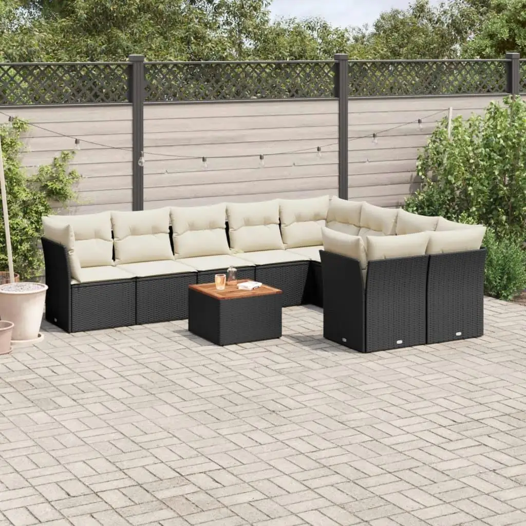 

Black and Cream White Garden Sofa Set Outdoor Furniture Stylish Cozy Seating for Patio and Backyard Decor