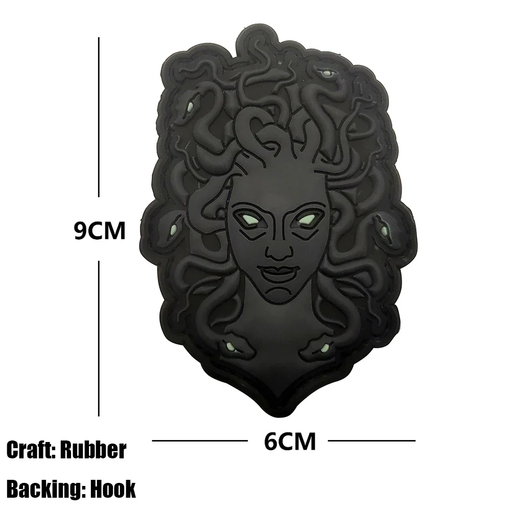 3D PVC Rubber Patch Armband with Hook Ancient Greek Mythology Design Featuring Medusa Anubis Bafuri Shiva Legends for Backpack