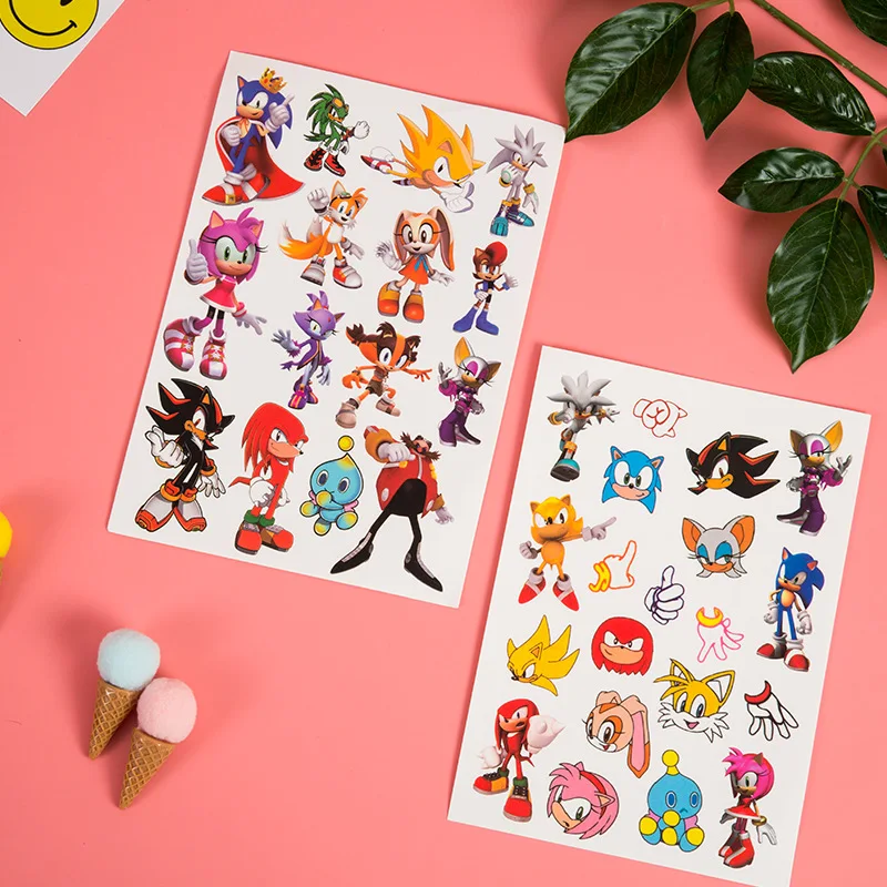 New Hedgehog Sonic Theme Stickers Temporary Tattoos Waterproof The Cartoon Anime DIY Sticker Tattoo Art Tatoo Cosplay Kid Gift