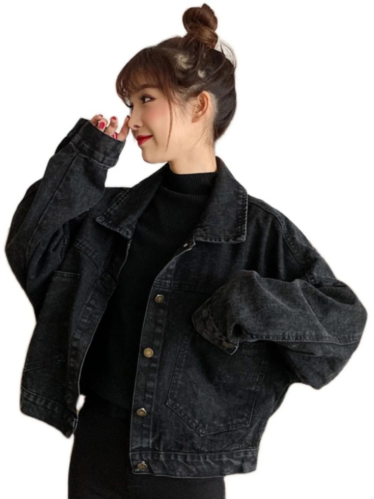 Chaqueta Vaquera Nea para Mujer, Estilo Corto Hoado, Diseño Retro, Informal, para Viajar al Trabajo, de una Sola Pieza, M...