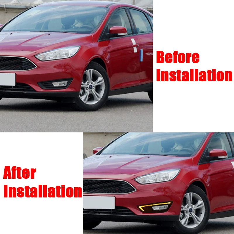 Pop LED DRL Daytime Running Lights Front Bumper Fog Light Lamp Girlle Cover For Ford Focus 2015 2016 2017 2018