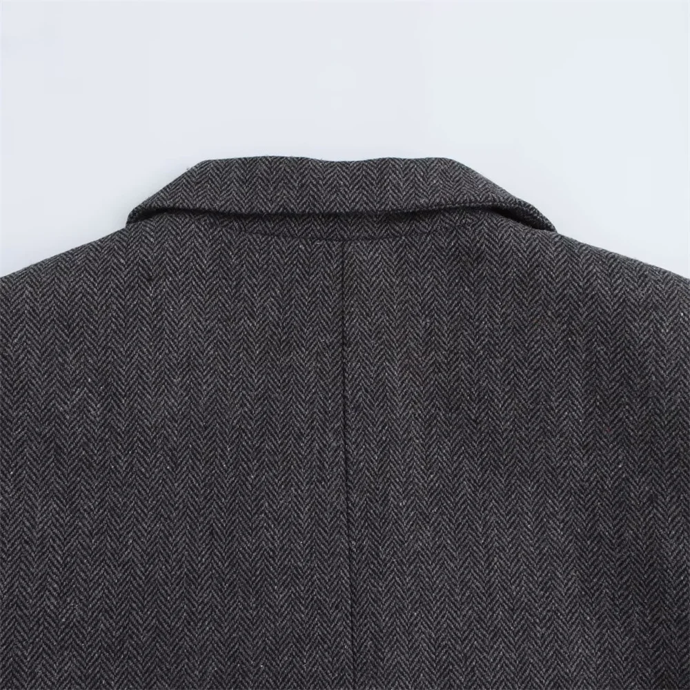 RARF-Veste de costume à double poche pour femme, tube droit alertes onal à chevrons doux, vêtements d'automne et d'hiver, nouveau, 2024