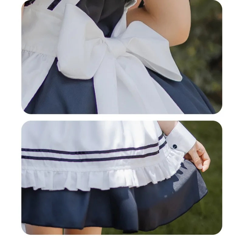 Japanese Cosplay Costume Cute Lolita Black Maid Short Sleeve Dress Accessories Suit Theme Party Role Playing Outfits for Girls view 5