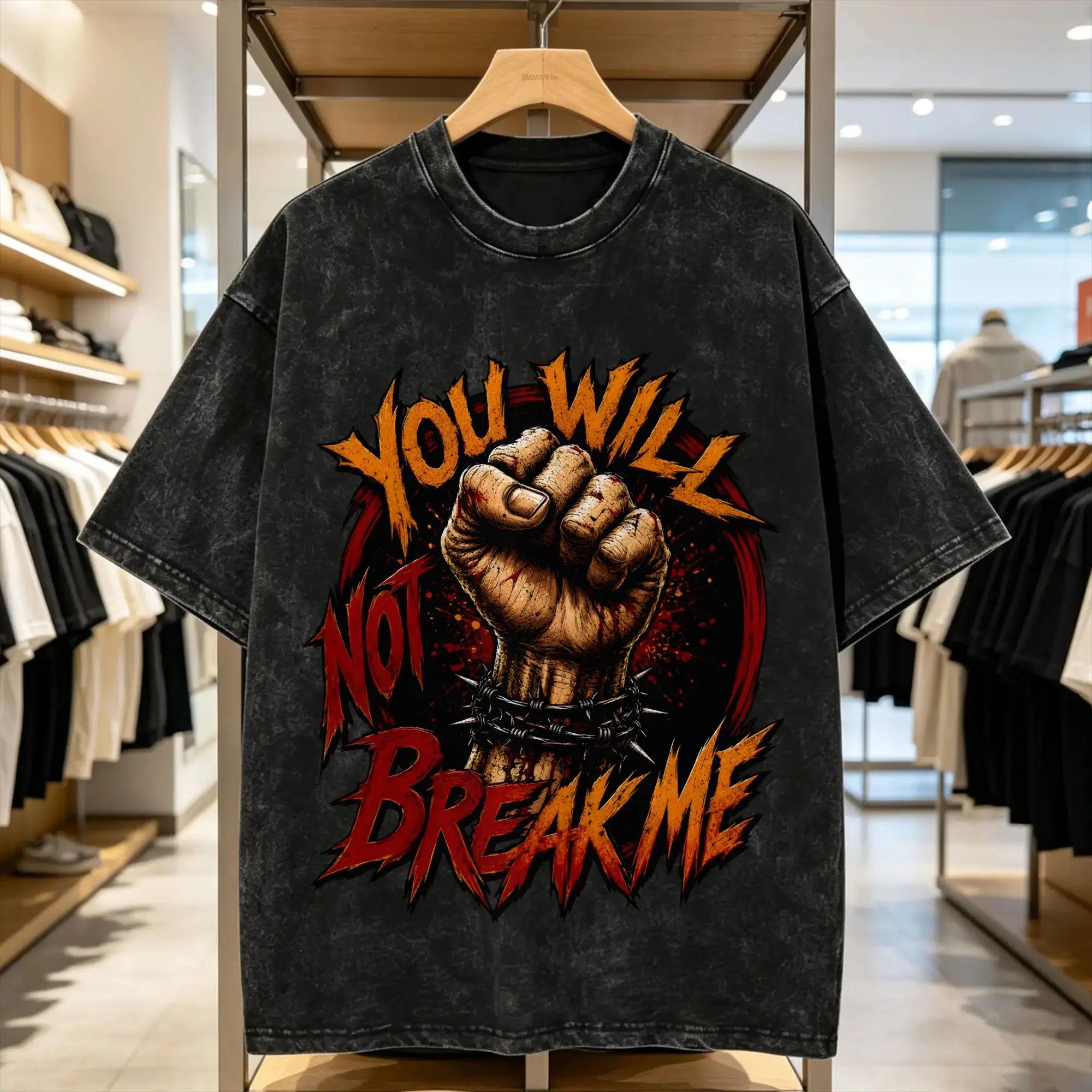 Fashion You Will Not Break Me T-Shirts Men Round Collar Pure Cotton Washed T Shirt Dungeon Crawler Carl  Short Sleeve Tee Shirt