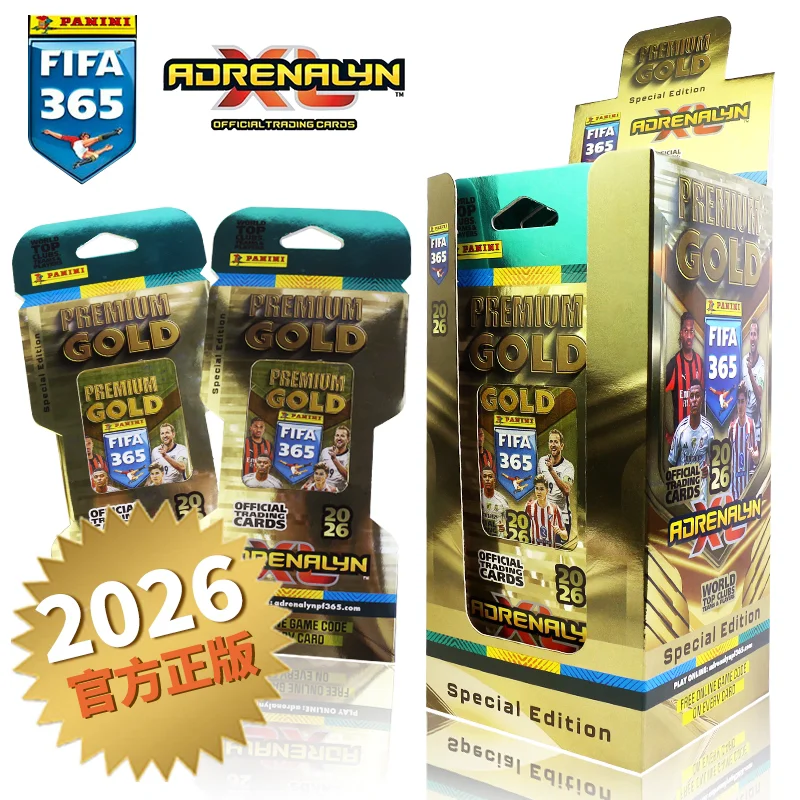 

Официальная коллекционная карта Panini 2026 FIFA365, ограниченная серия, золотая, с автографами двух звезд — Килиана Мбаппе и Ламина Ямала.