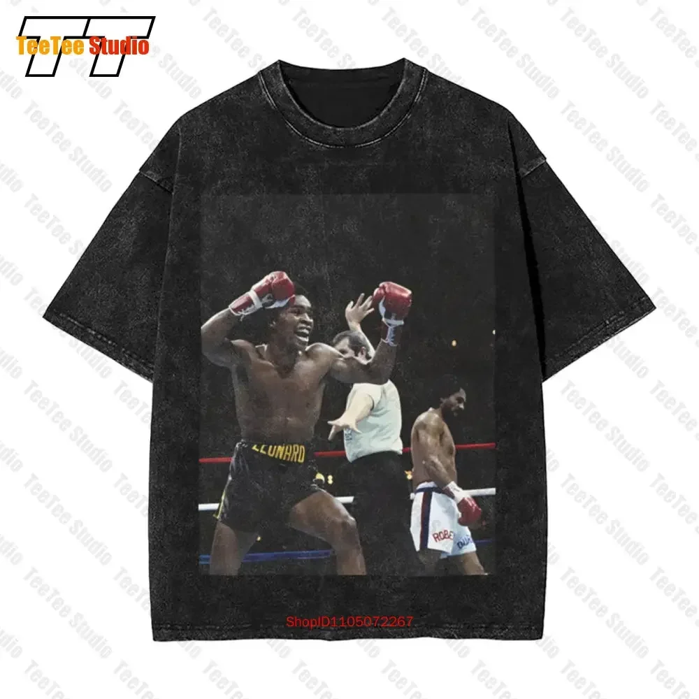Classic Fight Sugar Ray Leonard Vs Roberto Duran Ultra Vintage Oversized T-Shirt 94OP