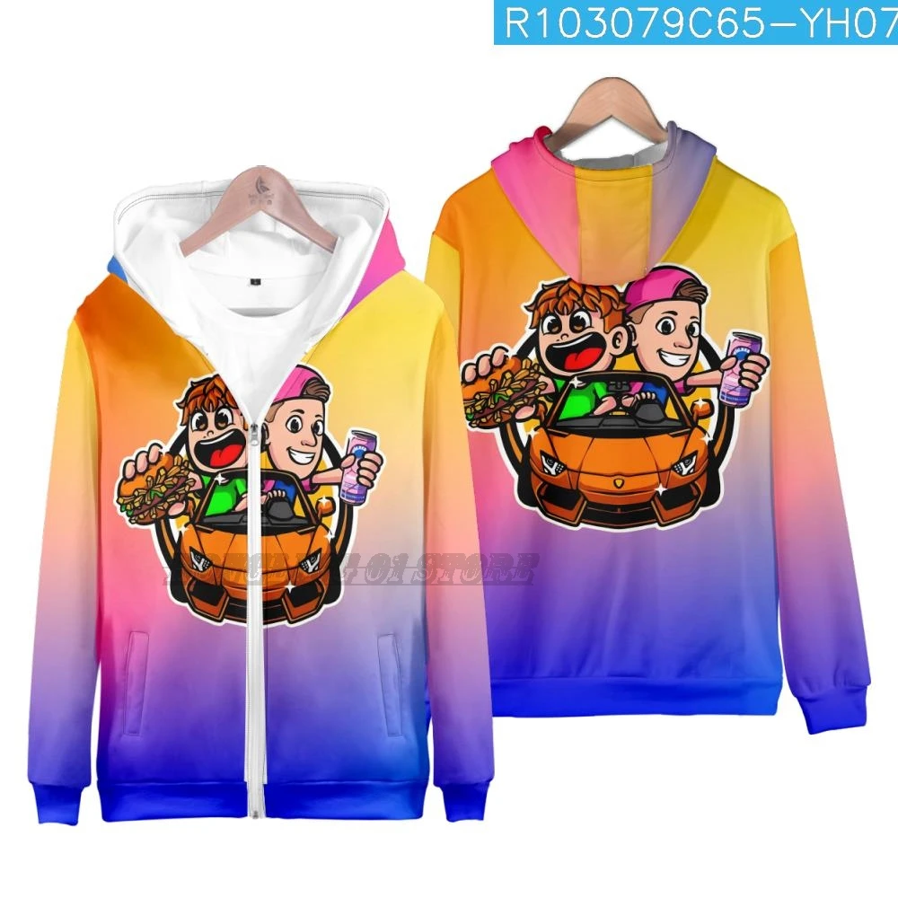 2024 Anime Burgerpommes icrimax Hoodie Teenagers Boy girls Gradient color Zipper Hooded Sweatshirts Personality Kids Clothes