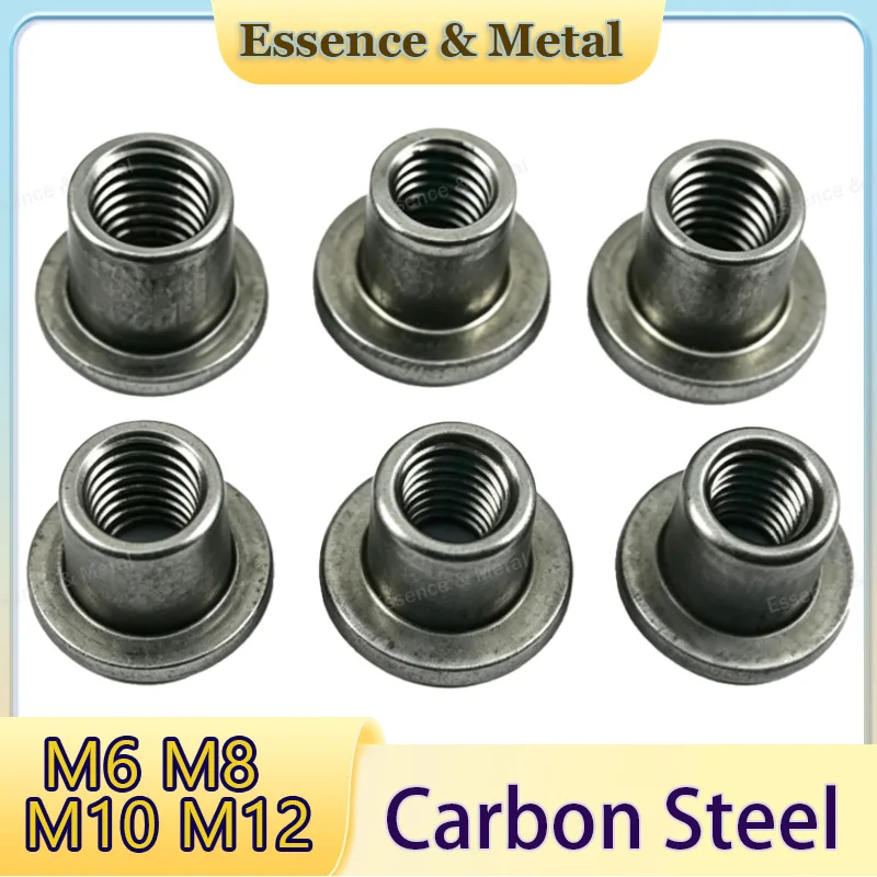 Carbon Steel Round Bottom Thread T-Type Nut M6 M8 M10 M12 Furniture Connection Welding Nut Thickened Flange Cylindrical Nut