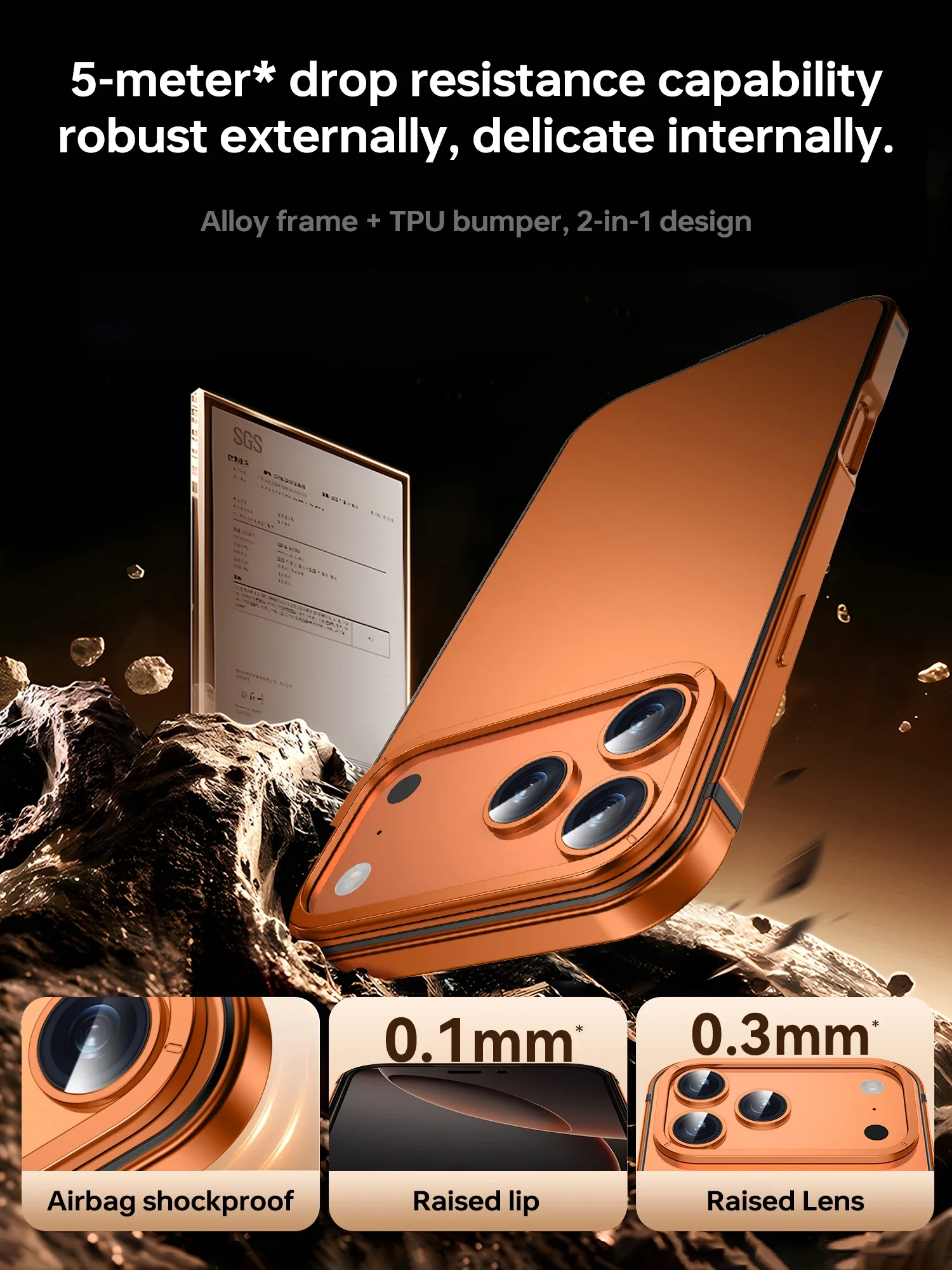 شحن لاسلكي اللون الأصلي حافظة جديدة لهاتف آيفون 17 برو إطار معدني من الدرجة الاحترافية 5 متر SGS حماية من السقوط MagSafe غطاء مضاد للسقوط #6