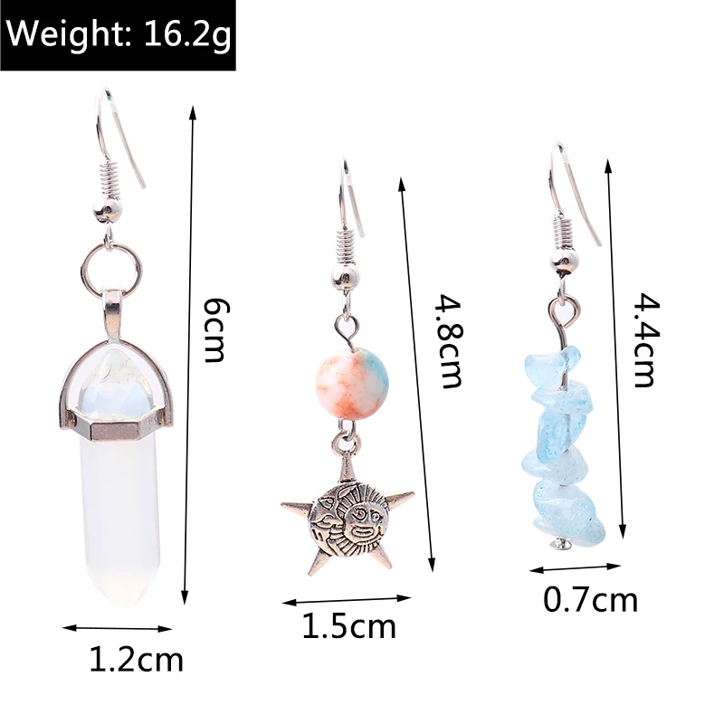 Frauen Ohrringe Sets Vintage Silber Überzogene Türkis Stein Tropfen Ohrring Böhmen Hexagonol Wasser Baumeln Ohrringe Schmuck Geschenke – Detail 16