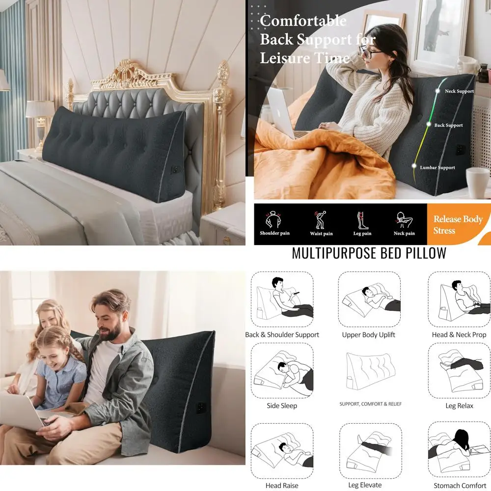 

King Size Wedge Headboard Pillow - Extra Large Back Support for Sitting Comfortably in Bed or Daybed