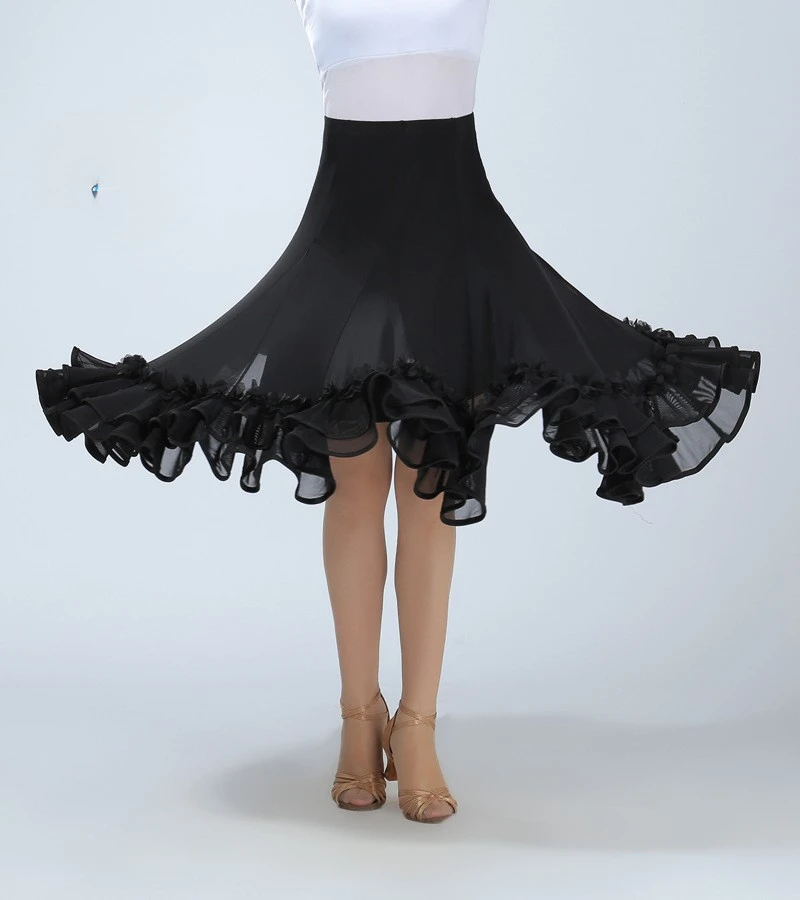 Latin dance dress color matching dance dress practice performance dress dance dress half body skirt large swing skirt social dan