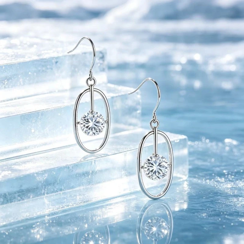 Solid 925 Sterling Silver Earrings Fully Set with Moissanite Daily Wear Elegant Gift Simple And Stylish Jewelry Accessory
