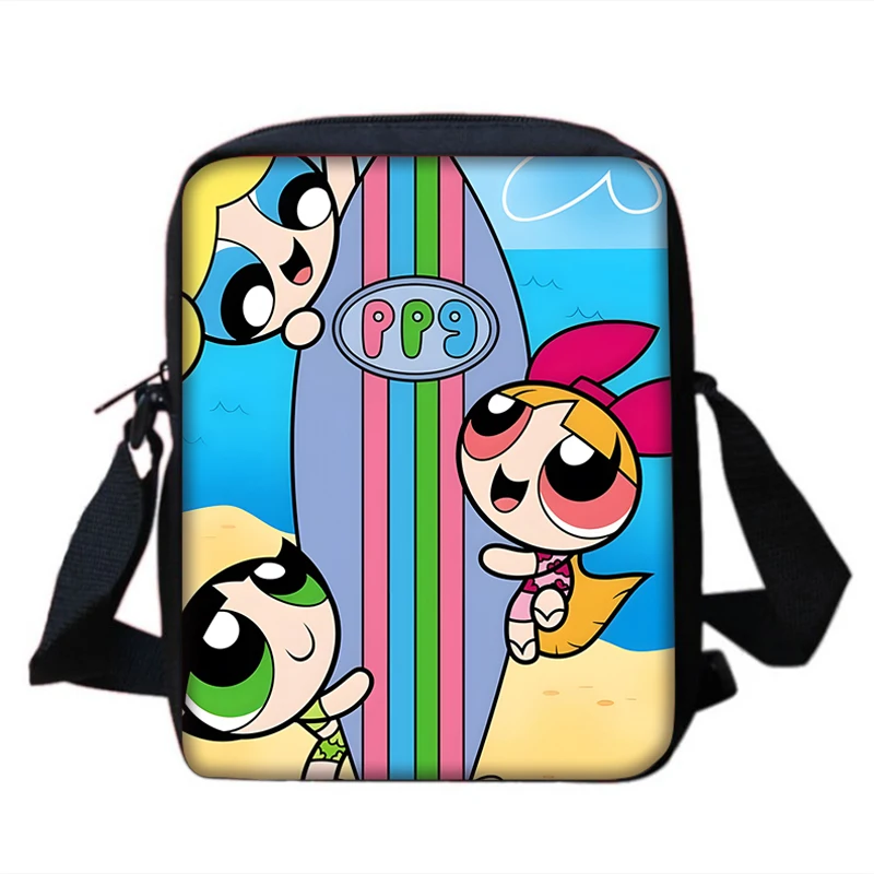 Boy Girls Cute Anime Powerpuffs Girlss Printed Shoulder Messenger Bag bambino Casual Handbag uomo donna Phone Bag Shopping Bag