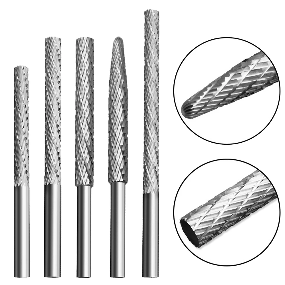 1pc Lima rotante Gambo da 6mm Testa di molatura in acciaio ad alta velocità Giada metallica Lavorazione del legno Fresa elettrica Intaglio File