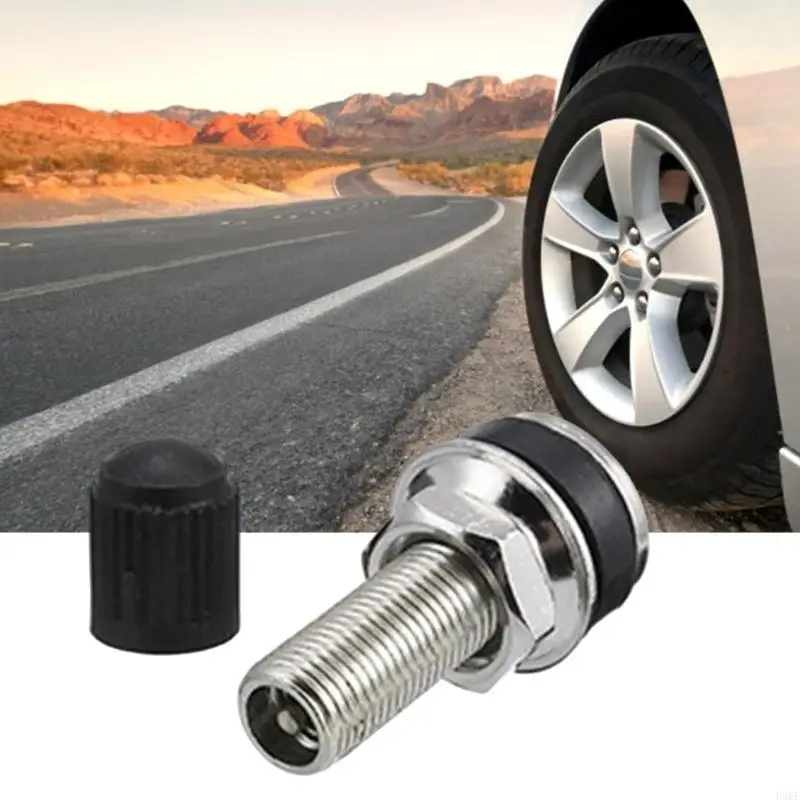 

D5BE Car Wheel Tire Repair Accessories Universal Tubeless Tire Valves with Dustproof Cover Caps Replacement 35mm Tire Valves