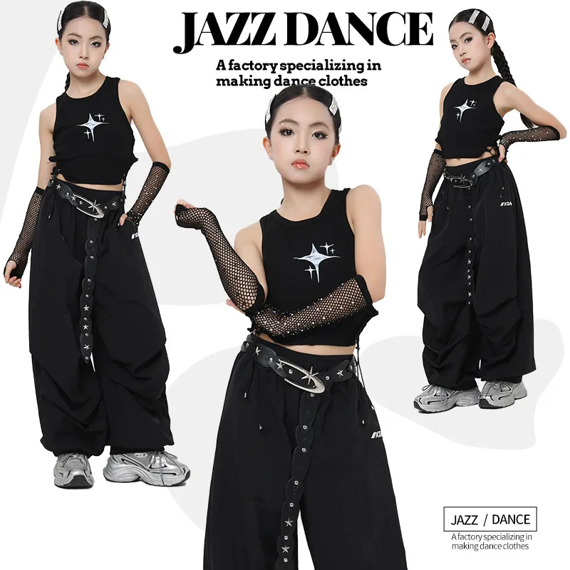 2026-children's-day-ballroom-hip-hop-dance-costumes-for-girls-group-black-kpop-outfits-jazz-performance-stage-clothes-dqs22772
