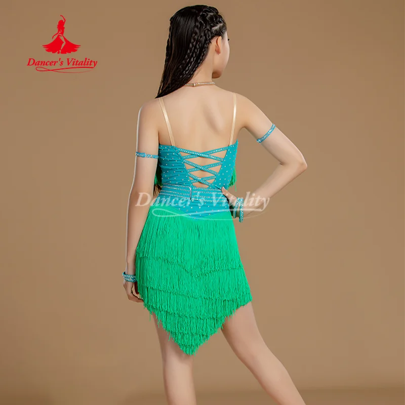 女の子用ラテンダンスドレスタンゴチャチャサンバパフォーマンス衣装大人と子供用カスタマイズされたラテン競技ドレス