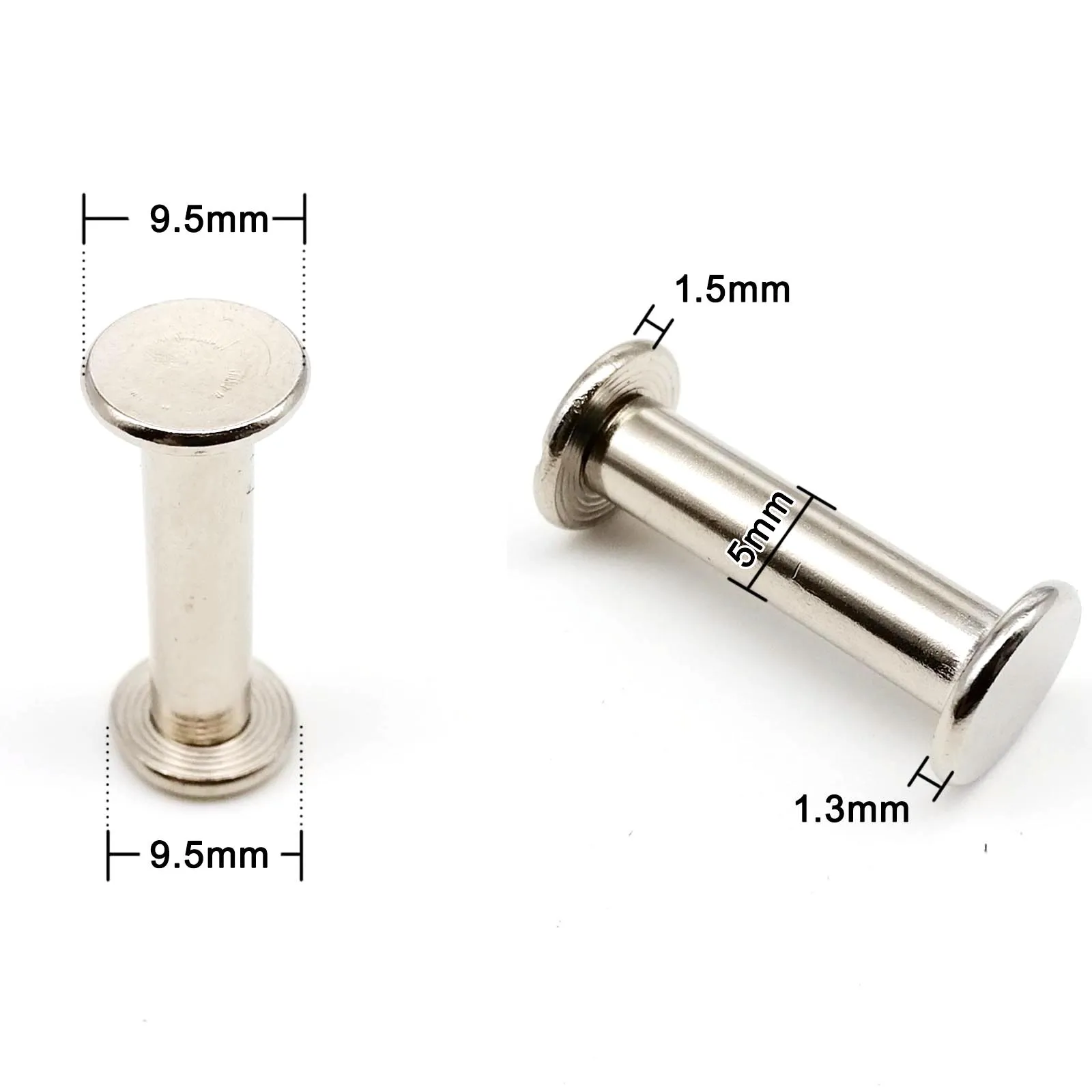 HZYUEGOU 10 Stück M5x5-50mm Goldene und Silberne Chicago-Schraubnieten für Leder, Taschen, Gürtel, Fotoalben, Scrapbooks und Notizbücher – Detail 1