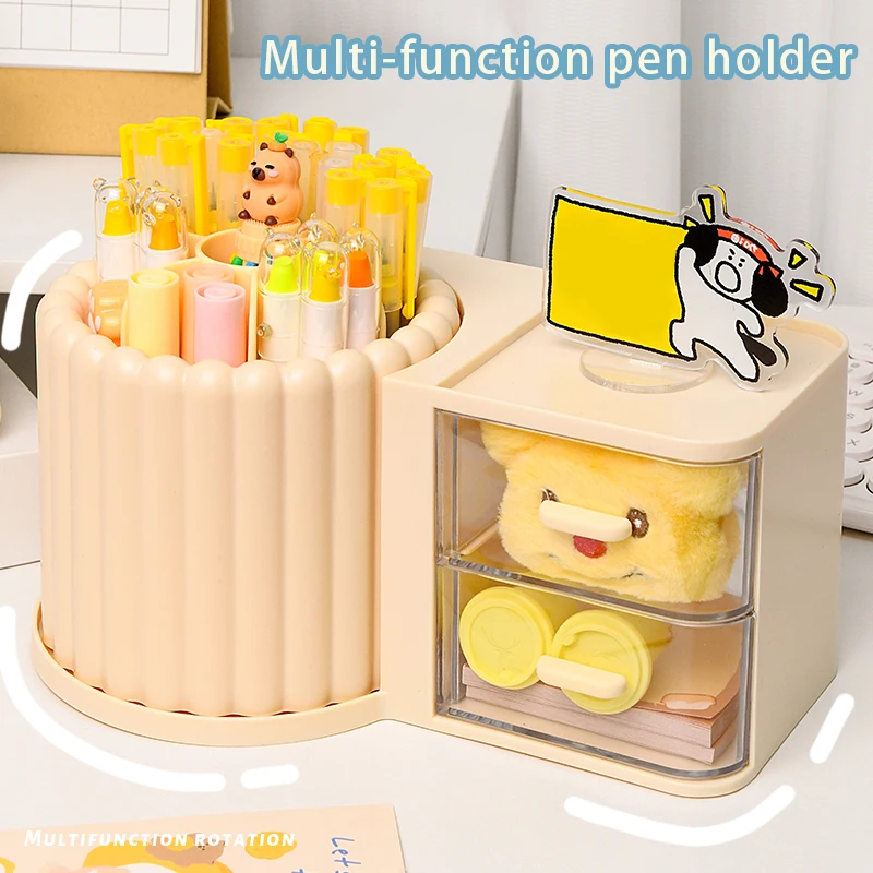 

One Piece of Drawer-style Pen Holder with Multifunctional and Rotatable Stationery Storage Box for Students and Office Use