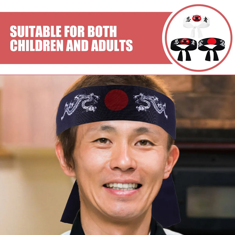 6 szt. Japońskie opaski ninja hachimaki samurajskie opaski sushi chef bandana karate szeroka opaska do włosów dla mężczyzn kobiet na imprezy anime