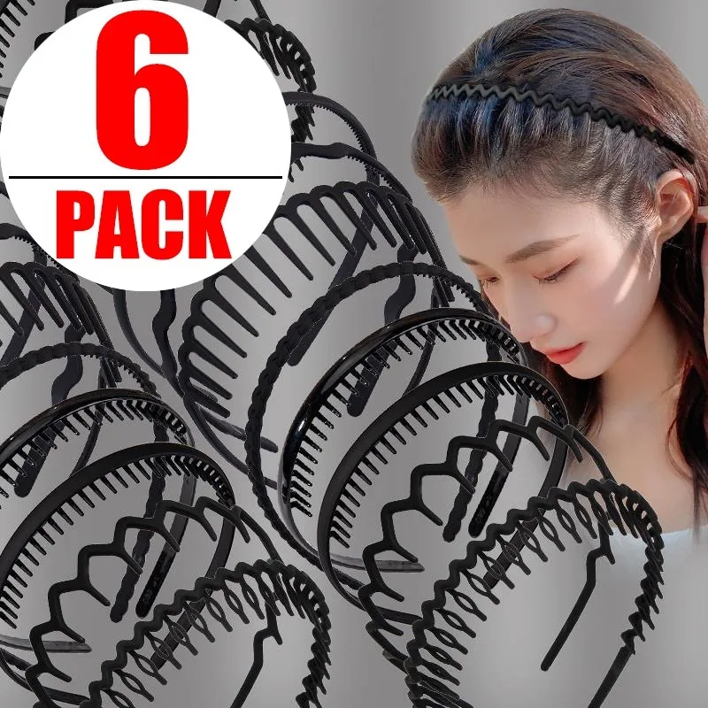 1/6pcs Fashion Metal Hair Band Men Women Unisex Black Wavy Hair Head Hoop Band Sports Headband Hairband Hair Accessories Gift