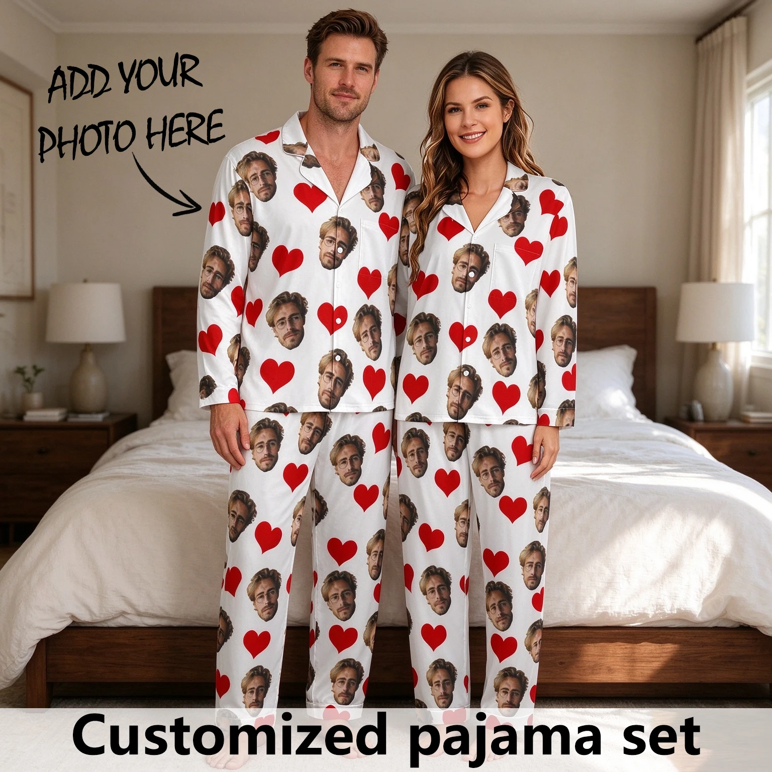 Customized Customized Women's Pajamas Set Personalized Face Avatar Design Valentine's Day Gift Idea Comfortable Sleepwear for Her - Aliexpress Deal