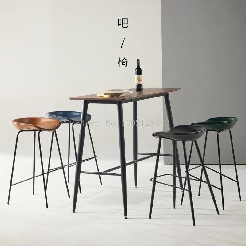 Sillas de Bar minimalistas modernas, muebles de Bar de estilo Industrial de hierro forjado, taburetes altos de diseñador comercial, silla de Bar