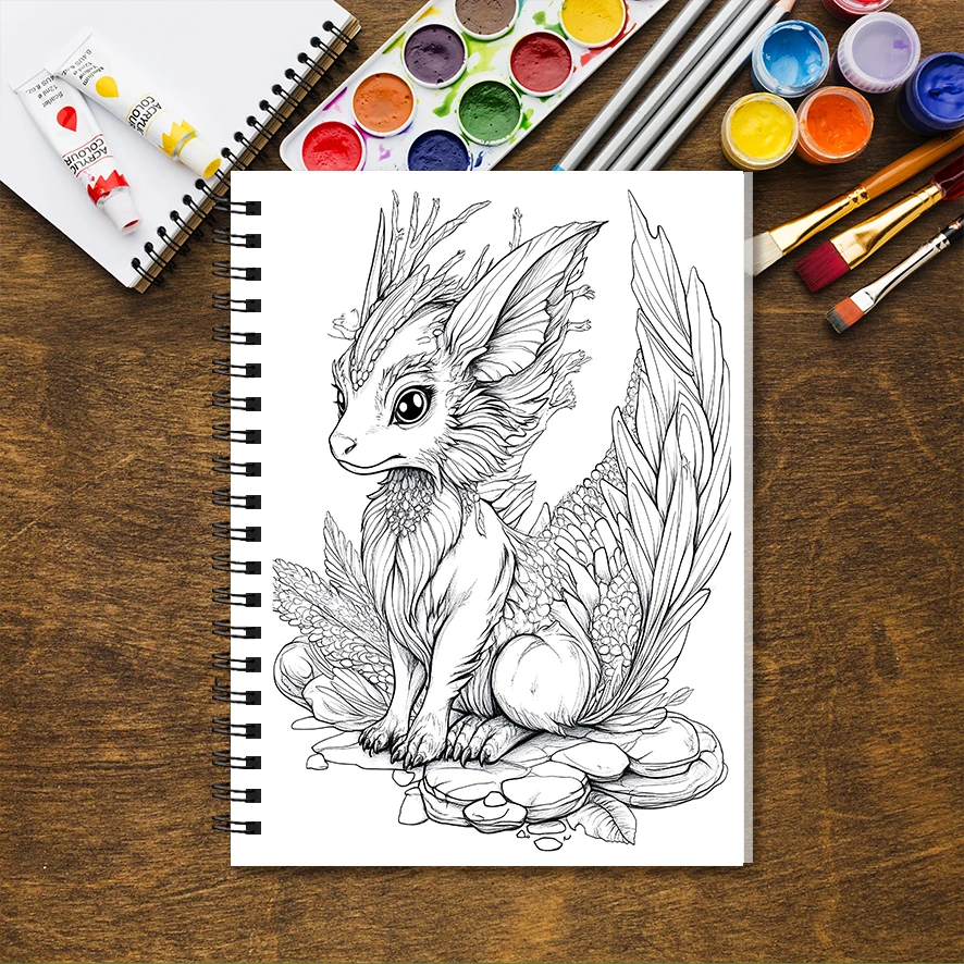 Magical Animals Adult Coloring Book - 8.3x 11.2 Inch 32 Page Coloring Book - Helps Reduce Stress and Ease Emotions