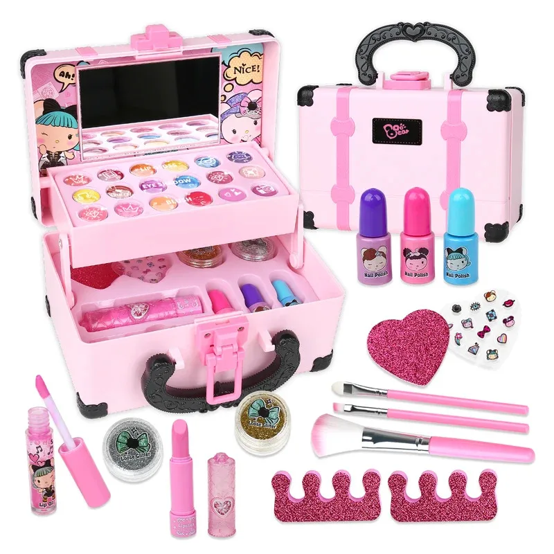 

Набор для макияжа для девочек, 15 предметов, имитация косметики, безопасный, моющийся, детский, для ролевых игр