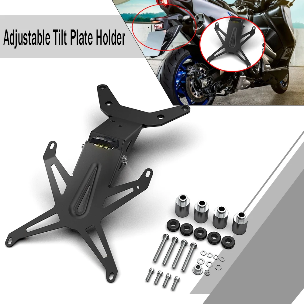 T-MAX 560 2024 Adjustable License Plate Holder Bracket For Yamaha 2022 2023 2025 Tmax560 Rear Tail Tidy Fender Eliminator Kit 