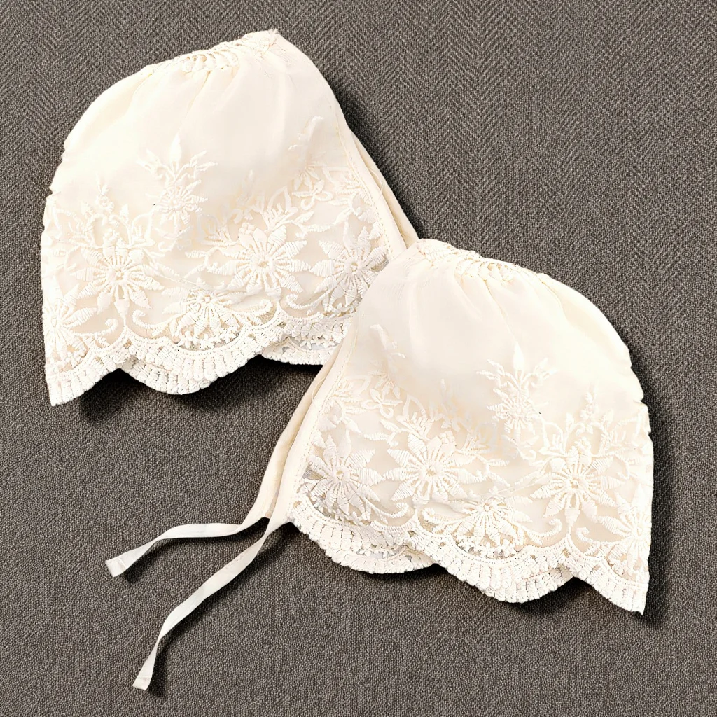 

2Pcs Baby Lace Bonnet Newborn Baby Girl Head Wraps Soft Breathable Bonnet for Easter Baptism Dedication Easter Bonnets for Girls