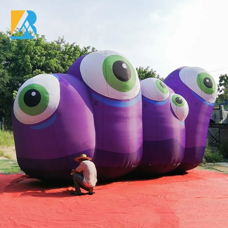 Personalized Huge Halloween Inflatables Purple Blow up Monster for Outdoor Roof Decoration Toys