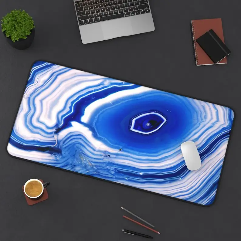 Blue Marble Deskmat, Marble Desk Mats, Blue Mousepad,agate Deskmats, Crystal Cavern Desk Mat  Gamer Accessories Gaming Mouse Pad