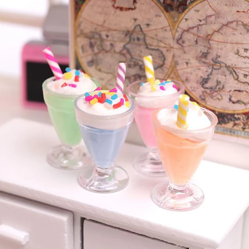 1Pc 1:12 Random Dollhouse Miniature Ice Cream Cups Model Doll House Kitchen Food Decor Toy Accessories-Toy