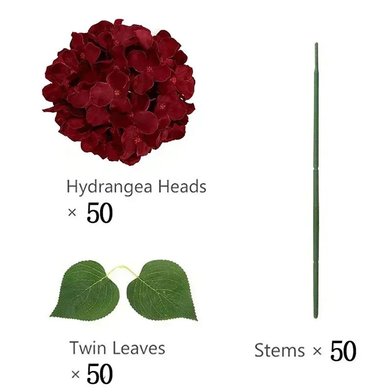 50 stuks kunstmatige hortensia bloemen zijden hortensia hoofden voor bruiloft