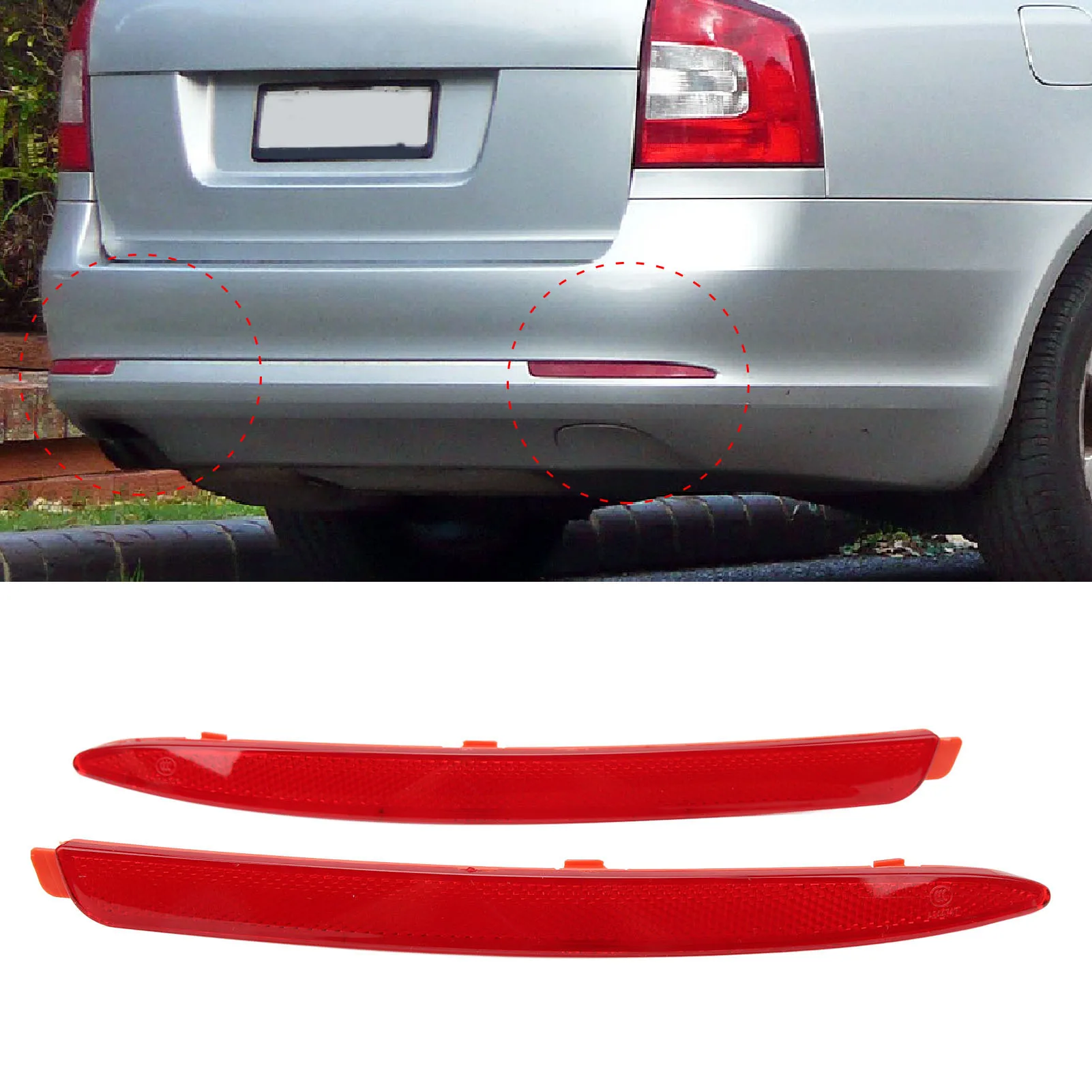 2Pcs Rear Bumper Reflector Left Right 1Z0945105A Replacement For OCTAVIA 1z Facelift 2009‑2012