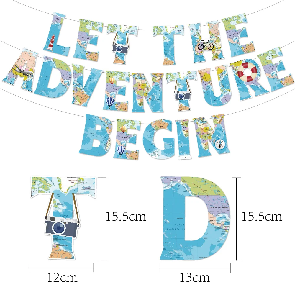 Travel Party Decoration Supplies Traveling Banner Hanging Pendant Cake Topper Traveling Around The World Themed Birthday Party