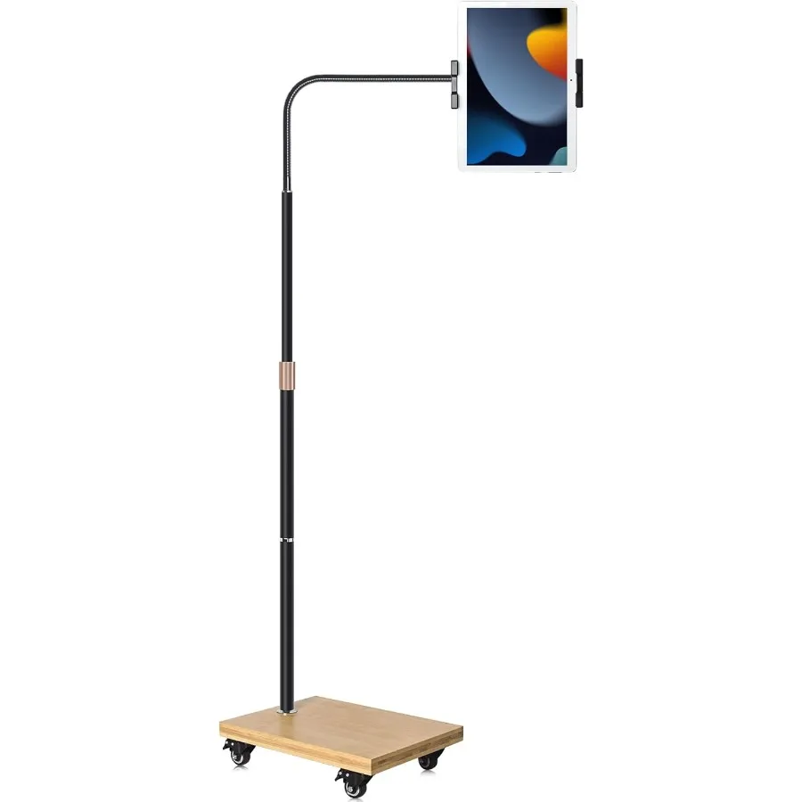

wishacc Tablet Floor Stand with Adjustable Gooseneck Mount Swivels and Wheels for Bedside Compatible with iPad Galaxy Tab Kindl