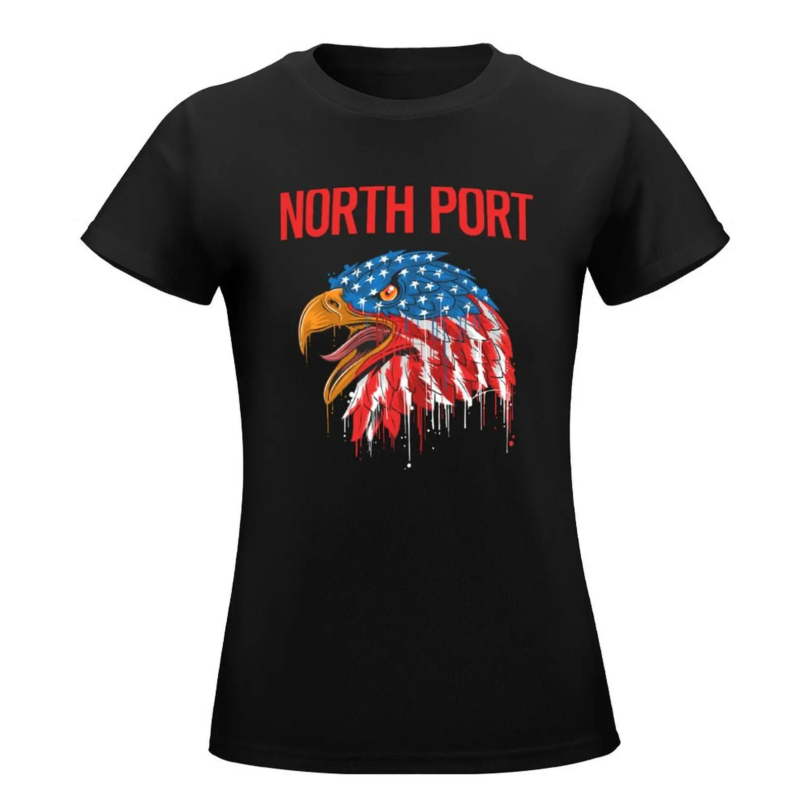 USA Eagle North Port T-Shirt plus size tops summer clothes Aesthetic clothing Short sleeve tee white t-shirts for Women