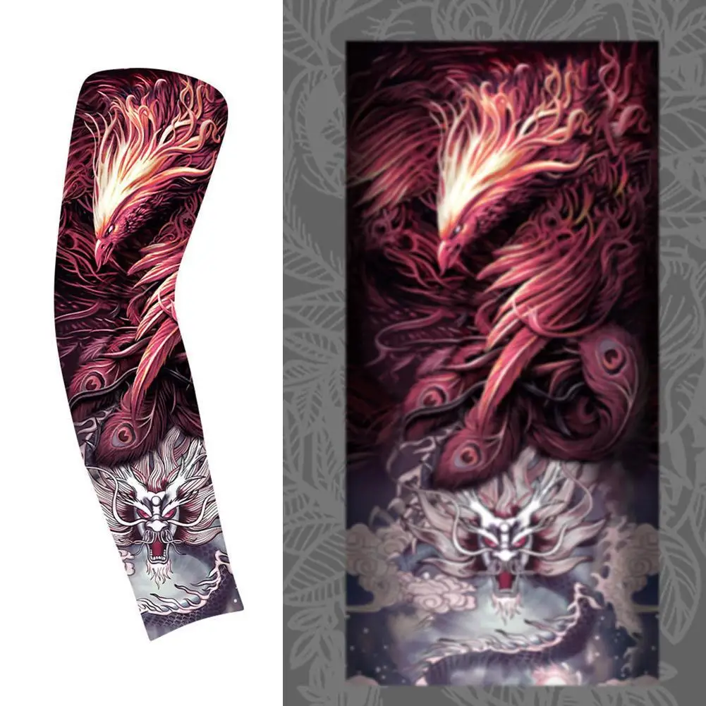 1PC Ultra-Thin Cooling Sve Covers Sun Protection Floral Arm Tattoo Design for Cycling And Summer Heat Relief Men's Arm Protector image 6