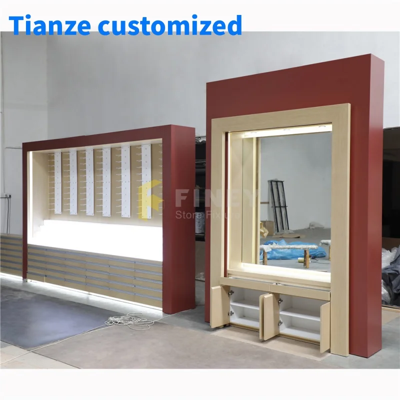 

(Customized) modern eyewear store interior sunglass wooden display stand furniture optical shop glass display eyewear displays